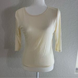 Double D Ranch Knit Cream Blouse Essential 3/4 Sleeves Size XS